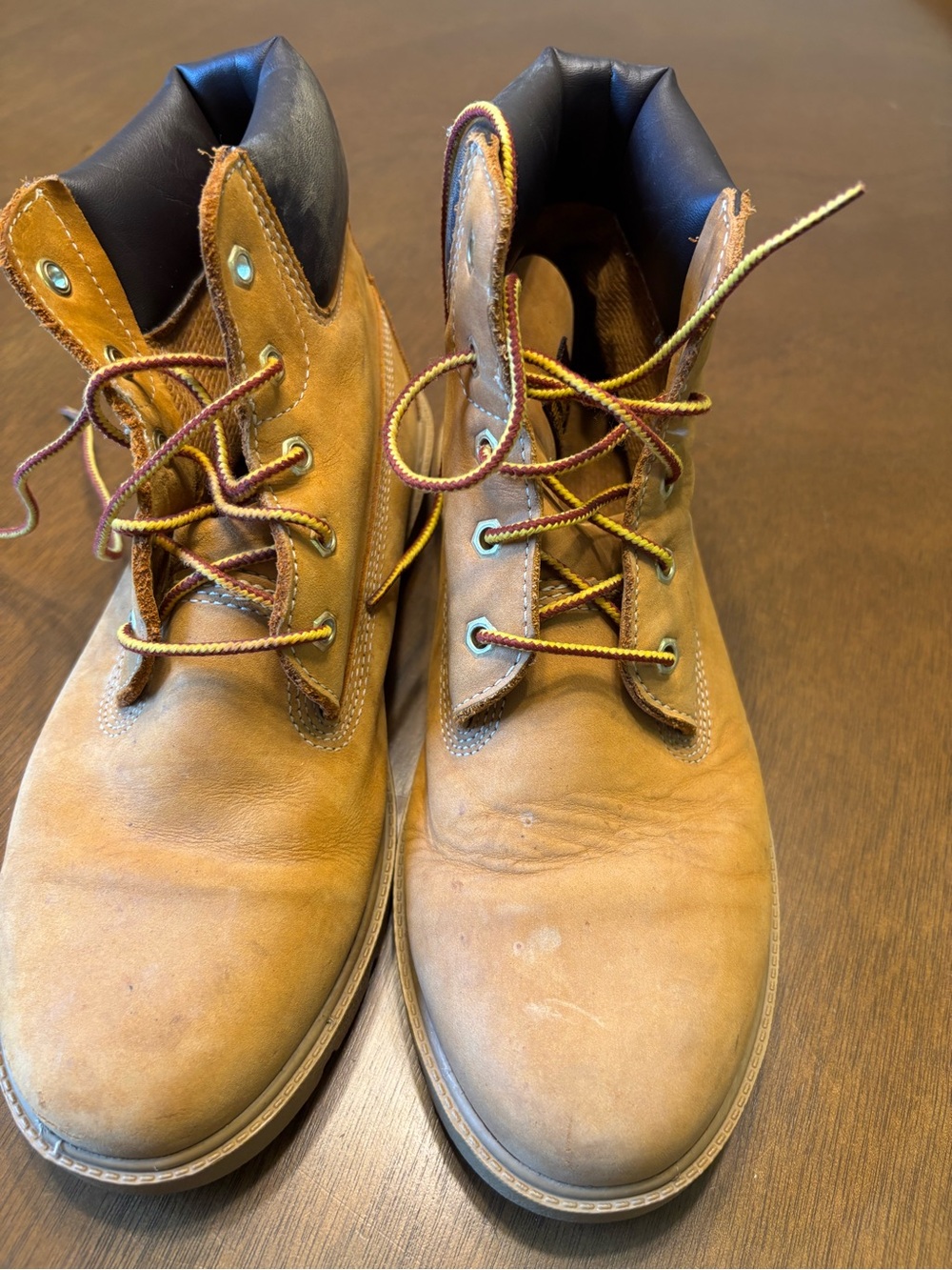 Timberland Tan Leather Work Boots with Black Padded Collar